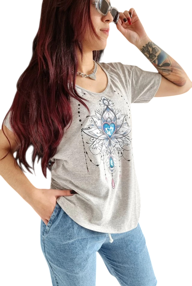 Remera v premium love blue grey de Kuwana Shop