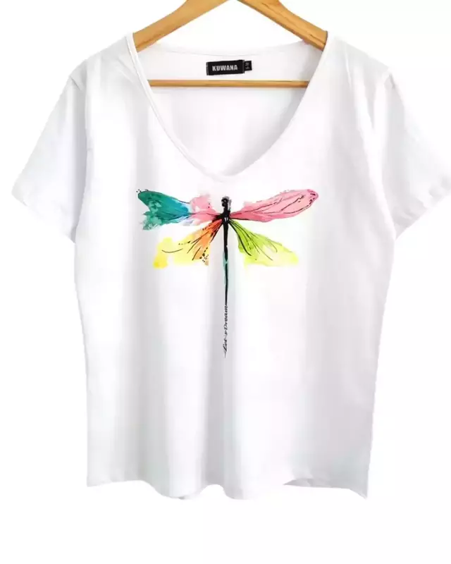 Remera v premium libélula ii blanca de Kuwana Shop