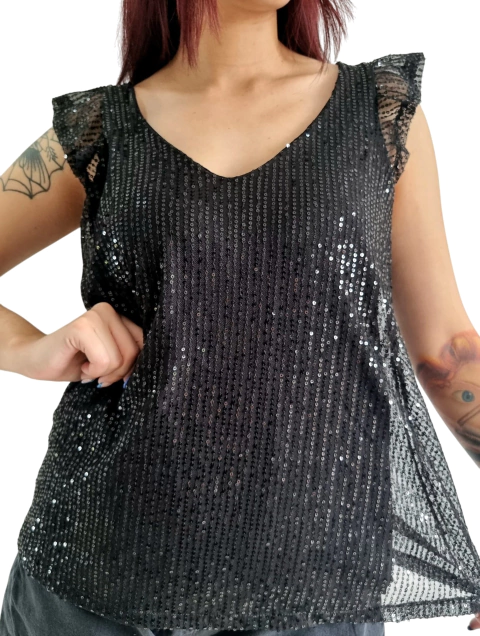 Musculosa VOLADOS SHINE BLACK [XL] FULL Lentejuelas