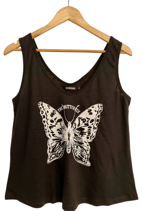 Musculosa V Evasé Butterfly (M al XL) - BLACK