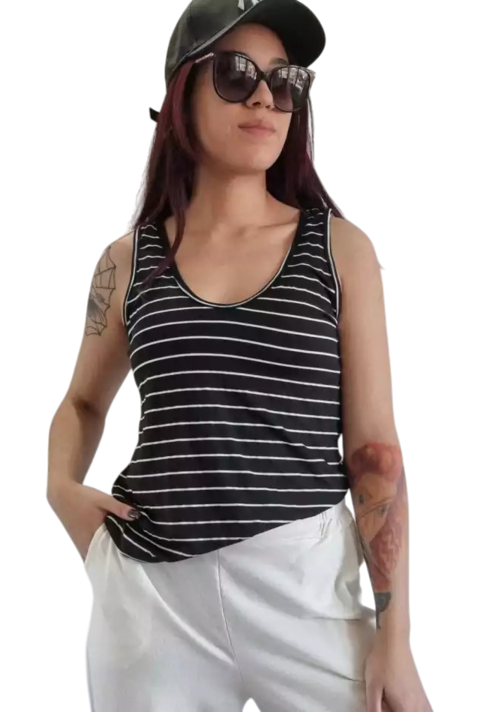Musculosa V Rayada BLACK (M al XL)