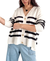 Cardigan Bremer Oversize RAYADO PRUNE WHITE (XL/XXL)