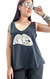 Musculosa V Evasé LIPS (M al XL) - Black c/ Plata - Kuwana Shop