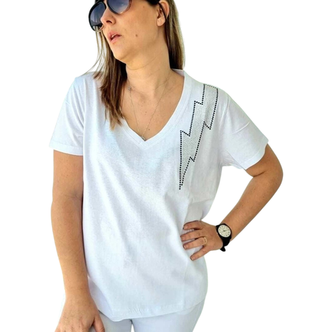 Remera V Oversize (XL) Thunder White - comprar online
