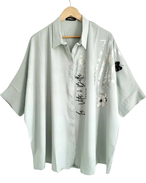 Camisa Maxi Oversize VITA (XXL) Verde malva