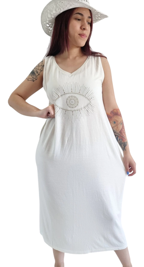 Vestido largo Eye Cream (M)