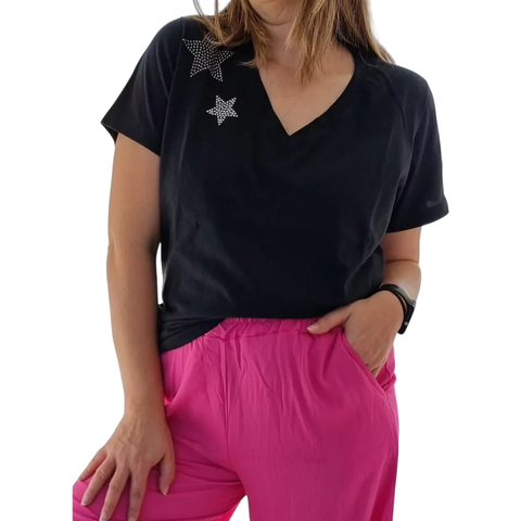 Remera V Oversize (XL) Stars Dark