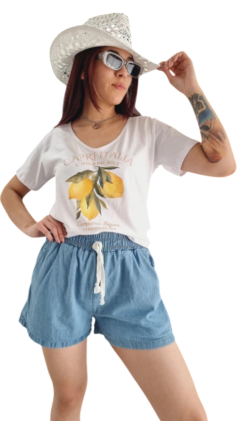 SET Remera CAPRI + SHORT CAMILA BLUE ( 40 al 50)