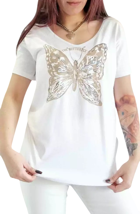 Remera V PREMIUM Butterfly WHITE (4 talles) - comprar online