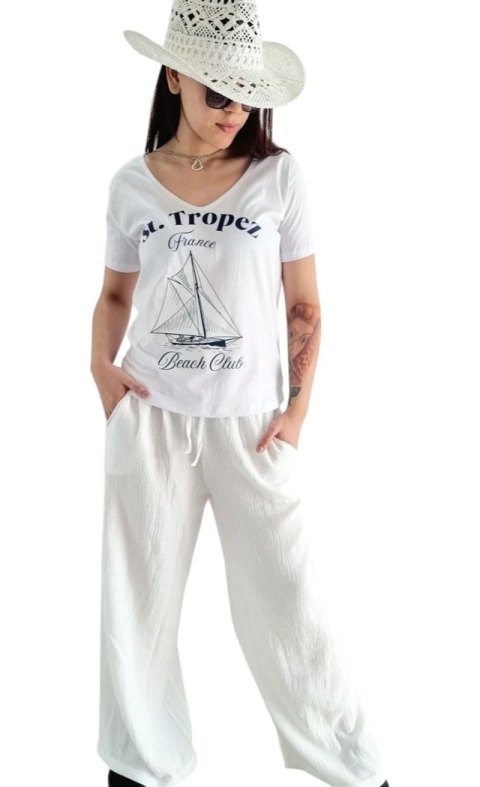 SET Maxi Palazzo LINO BAMBULA + Remera STROPEZ (40 al 52)