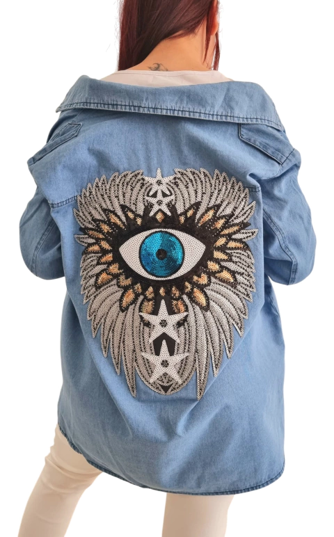 Camisaco Denim Oversized EYE [L XL/XXXL)
