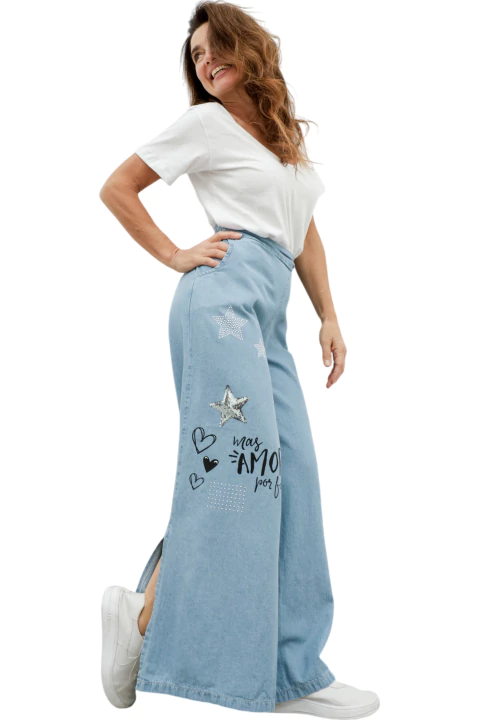 Pant Palazzo Denim Wide Leg (38 al 50) LIVY AMOUR - AW25 - comprar online