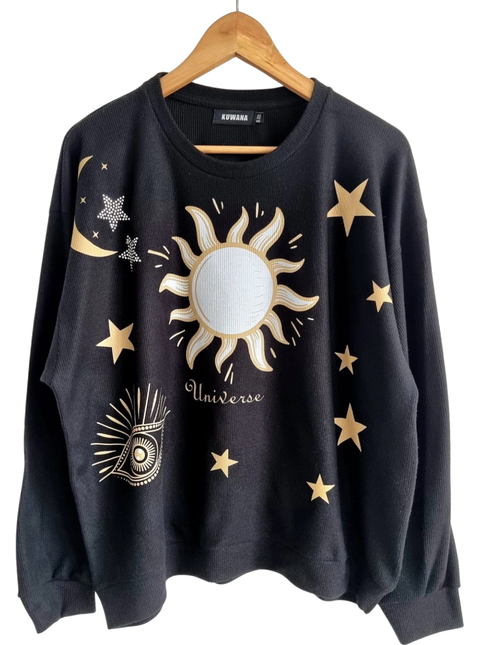 Buzo Oversized WAFFLE (XL/XXL) UNIVERSE BLACK AW25 - comprar online