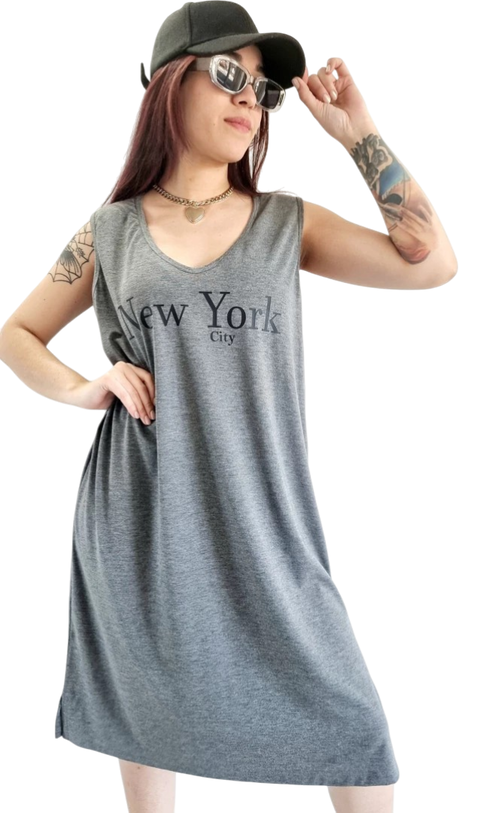 Vestido AMPLIO MIDI Grey NEW YORK (XL/XL)