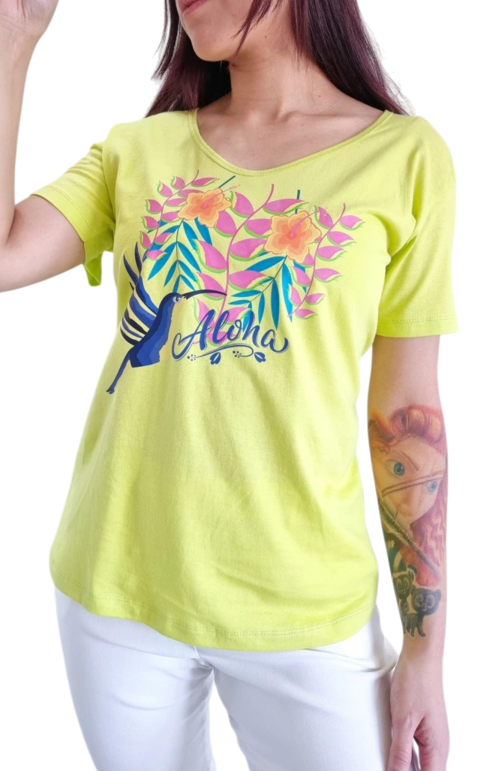 Remera V PREMIUM ALOHA LIME (4 talles)