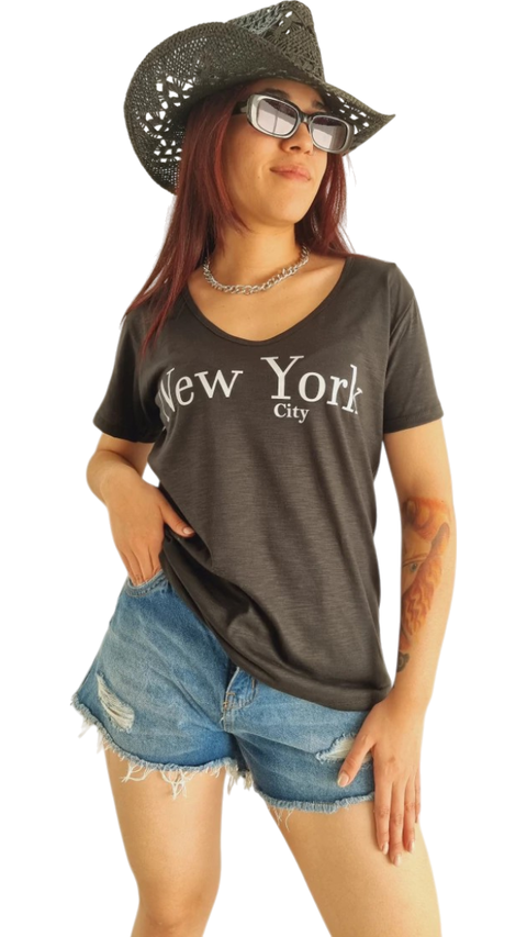 Remera V PREMIUM NY CITY (4 talles) -BLACK - comprar online