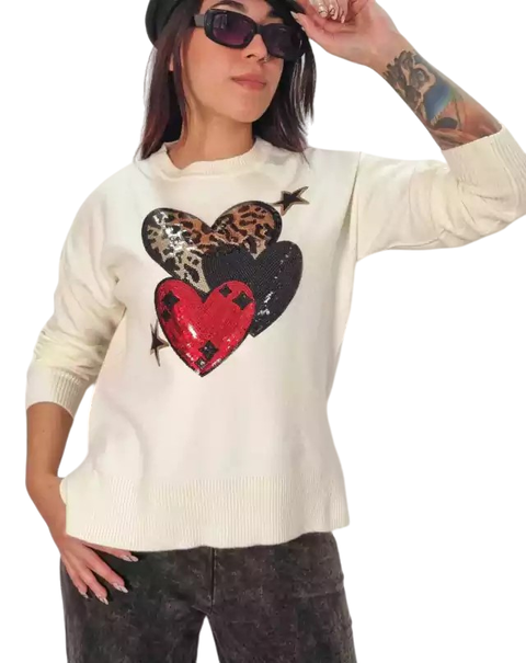 Sweater BREMER (M) OFF WHITE LOVE PRINT (M)