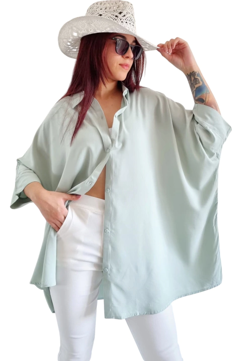 Camisa Maxi Oversize (XXL) Verde malva