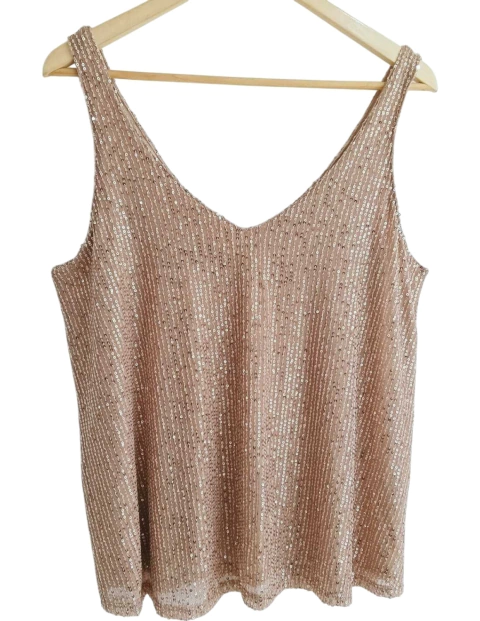 Musculosa Denise (XL) SHINE FULL Lentejuelas - ROSE GOLD