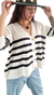Cardigan Bremer Oversize RAYADO PRUNE WHITE (XL/XXL) - comprar online