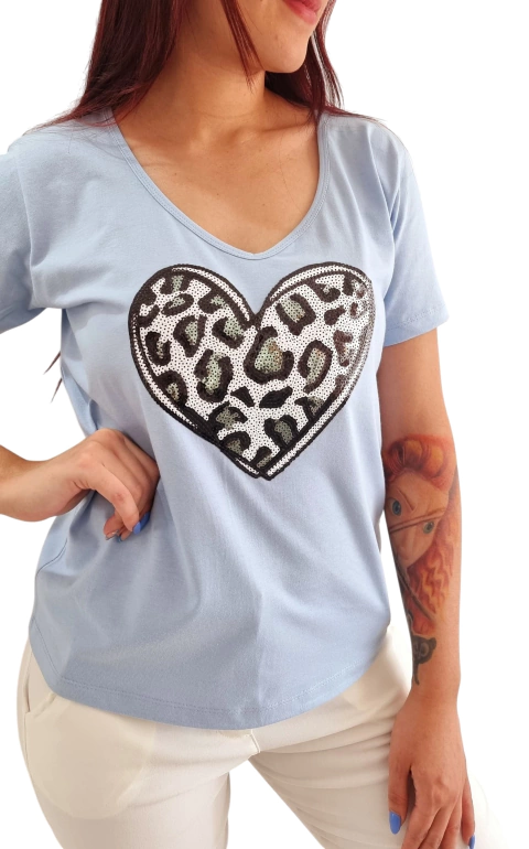 Remera V PREMIUM LOVE PRINT (4 talles) - SKY - comprar online