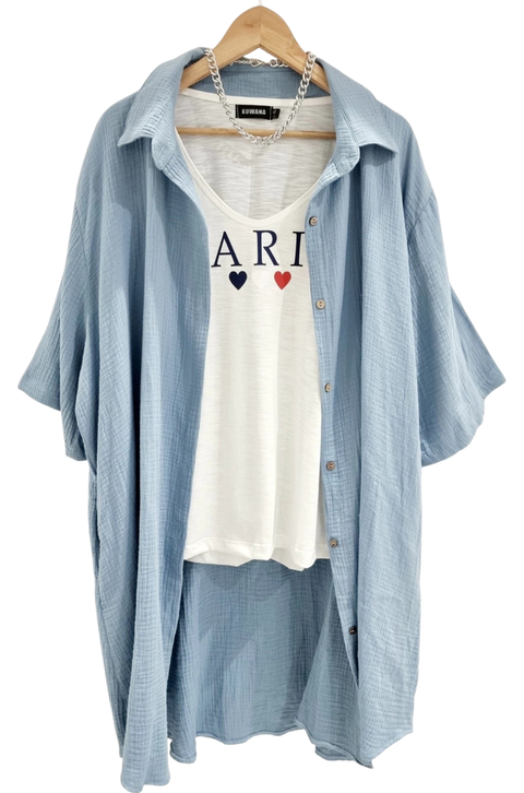 Vestido Camisero AMPLIO ALGODON BAMBULA (XXL) SKY