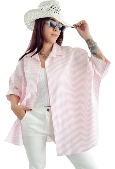 MAXI CAMISA RAYADA (XXL) Pink AW25 - comprar online