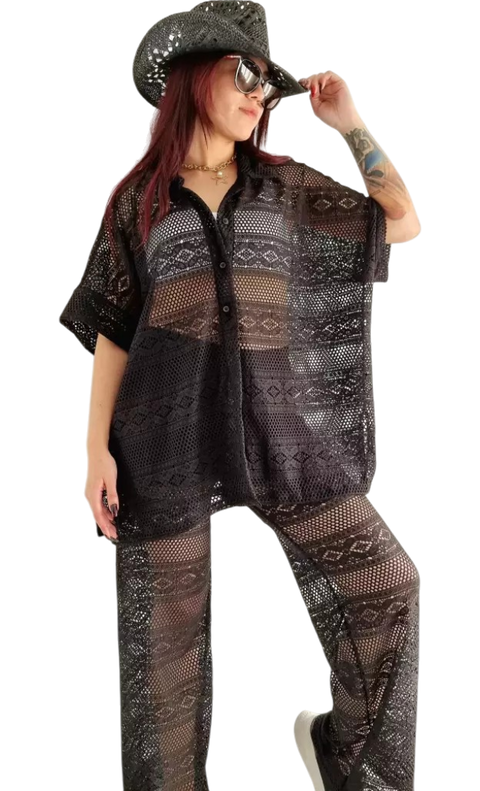 Palazzo PAMPA CROCHET PREMIUM (40 al 52) Black