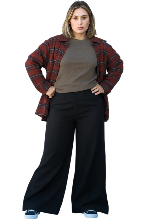 Maxi Palazzo GABARDINA SOFT BLACK (42 al 50 ) AW25 - comprar online