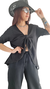 SET LIBORE LINO BAMBULA Kimono + Palazzo (42 al 50) BLACK en internet