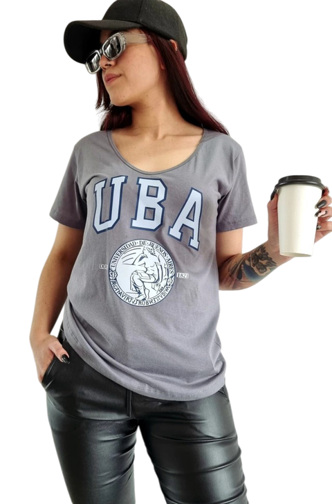 Remera V Cotton UBA Gris SMOKE (4 talles)