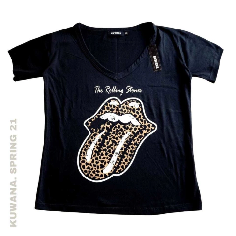 Remera V Stone print Black SM