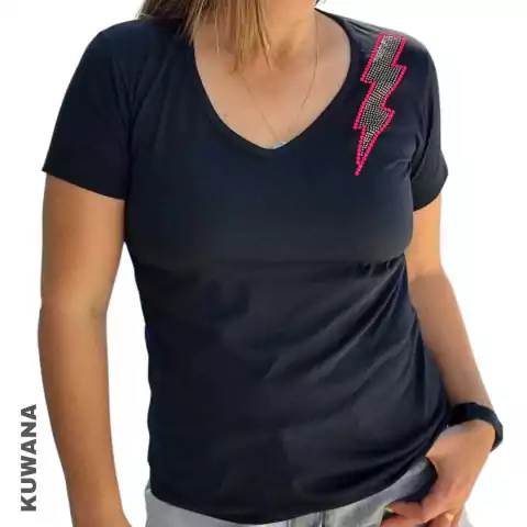 Remera V Thunder Pink PREMIUM Black (4 talles)