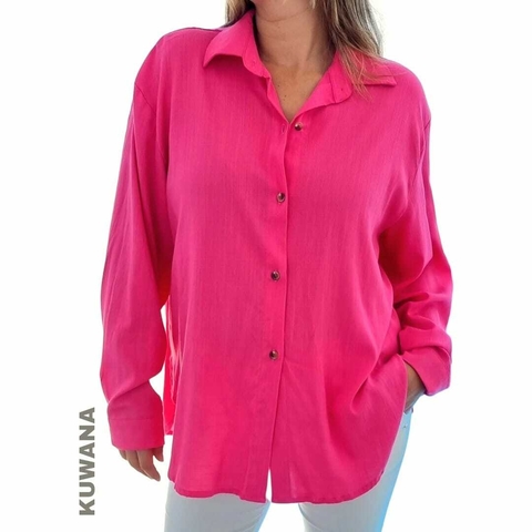 Camisa Oversized LINO (M/L) HOT PINK