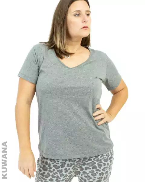 Remera V BASICA Essencial PREMIUM Gris Gaspeado (4 Talles)
