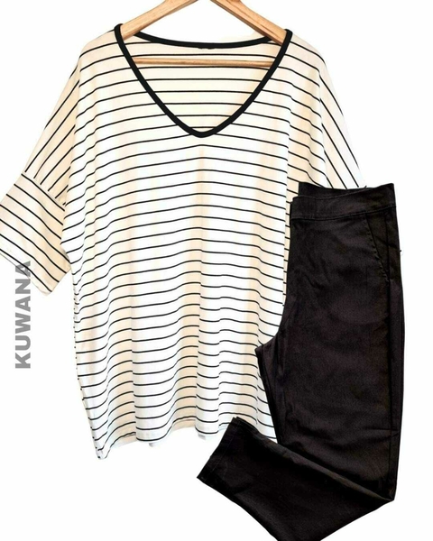 COMBO BLACK & WHITE Pantalon NATACHA+ Remeron RAYADO (38 al 50) - comprar online