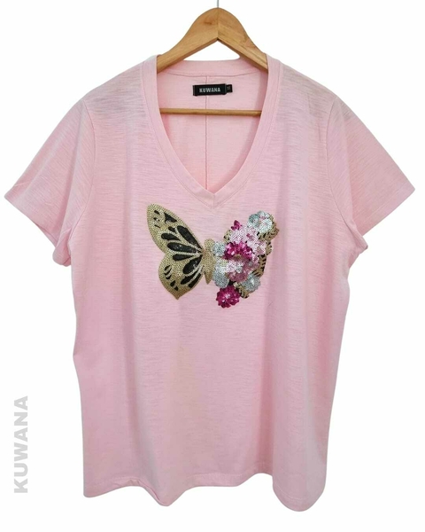 Remera V Oversize (XL) ROSÈ BUTTERFLY