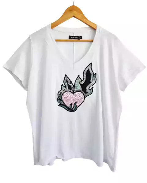 Remera V Oversize (XL) WHITE FIRE