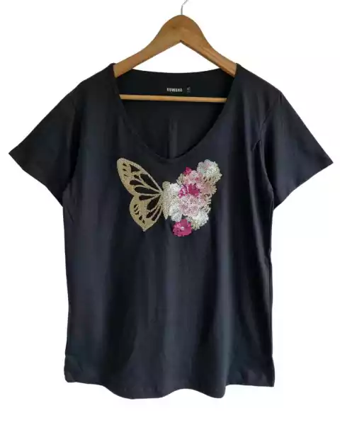 Remera V Butrerfly FLAME PREMIUM Black [ 4 TALLES]