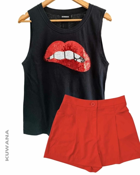 SET LIPS SHINE RED + Short SASTRERO (38 al 46 )