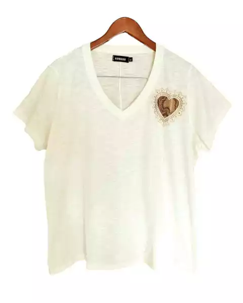 Remera V Oversize (XL) LOVE PRINT CREAM