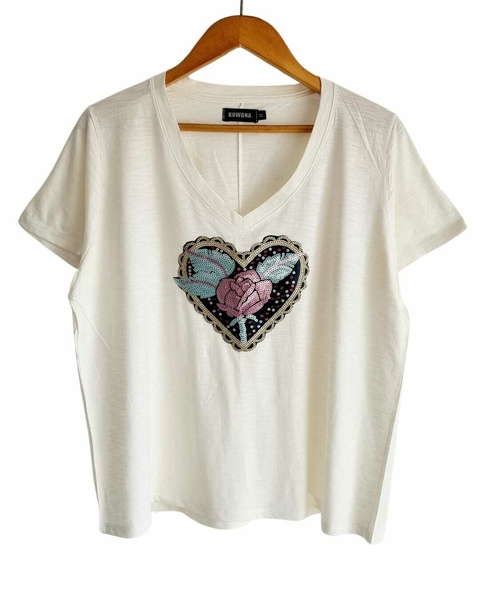 Remera V Oversize (XL) SHIRLEY LOVE CREAM
