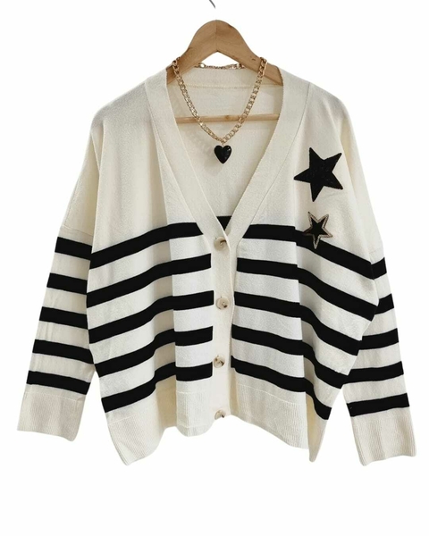 Cardigan Bremer Oversize RAYADO STARS WHITE XXL - comprar online