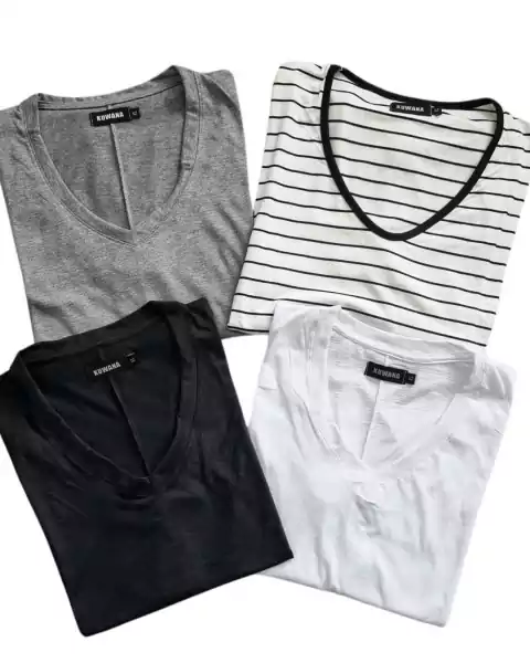 PACK X4 Remeras ( M al XL) BASICS RAYADO - comprar online