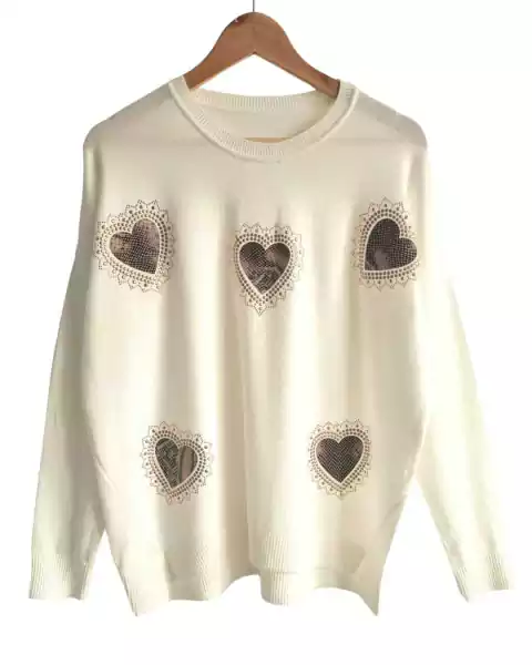 Sweater Corto BELEN LOVE PRINT WHITE (L/XL)
