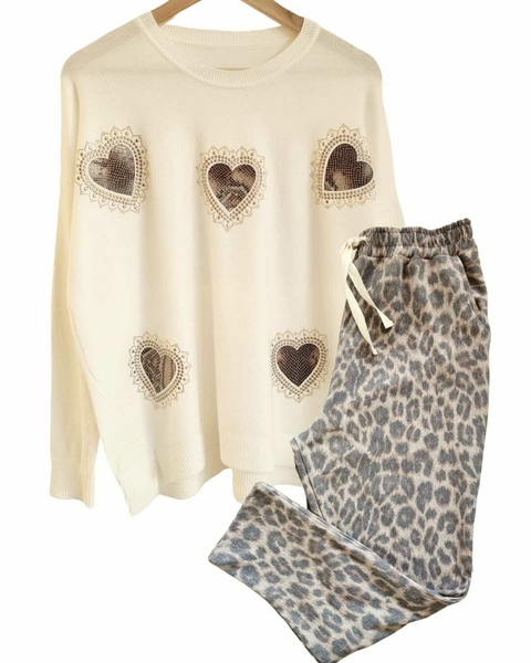 SET Sweater LOVE PRINT+ BABUCHA Print Elastizada (40 al 52)