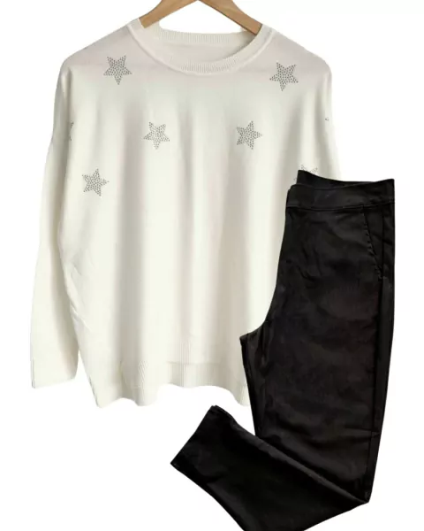 SET OFFICE Pant NATACHA Elastizado + Sweater BELEN L/XL STARS