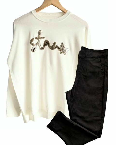 SET OFFICE Pant NATACHA Elastizado + Sweater BELEN L/XL Stars Gold