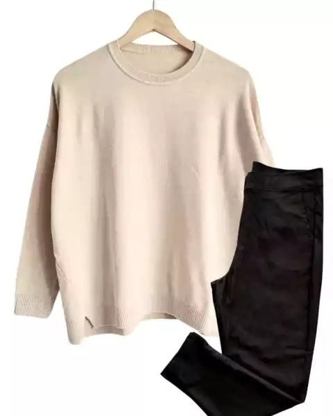 SET OFFICE Pant NATACHA Elastizado + Sweater BELEN L/XL Sand