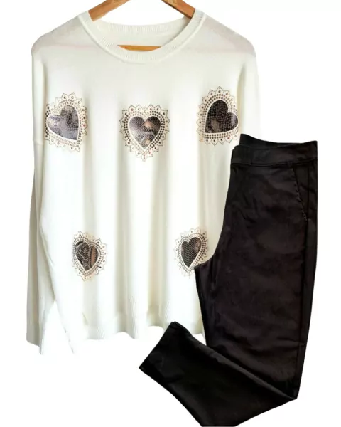 SET OFFICE Pant NATACHA Elastizado + Sweater BELEN L/XL LOVE